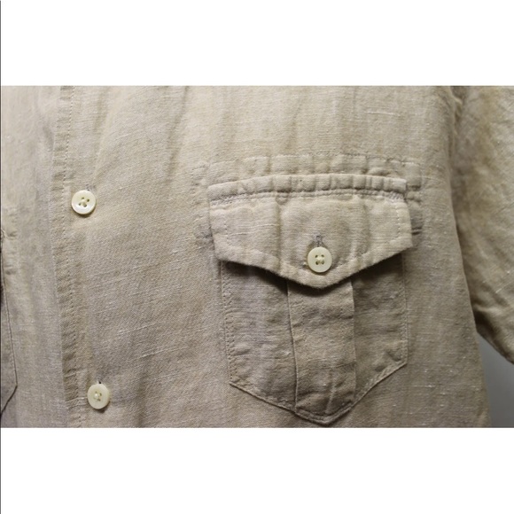 Springfield Men Linen Shirt XXL Brown Men Summer Beach - Picture 10 of 11